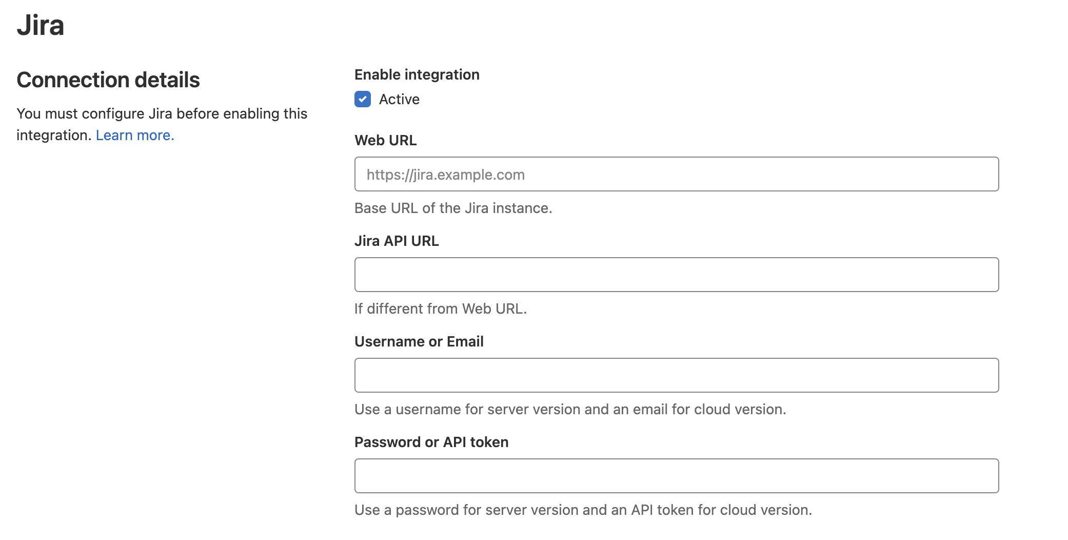 GitLab Settings - connections